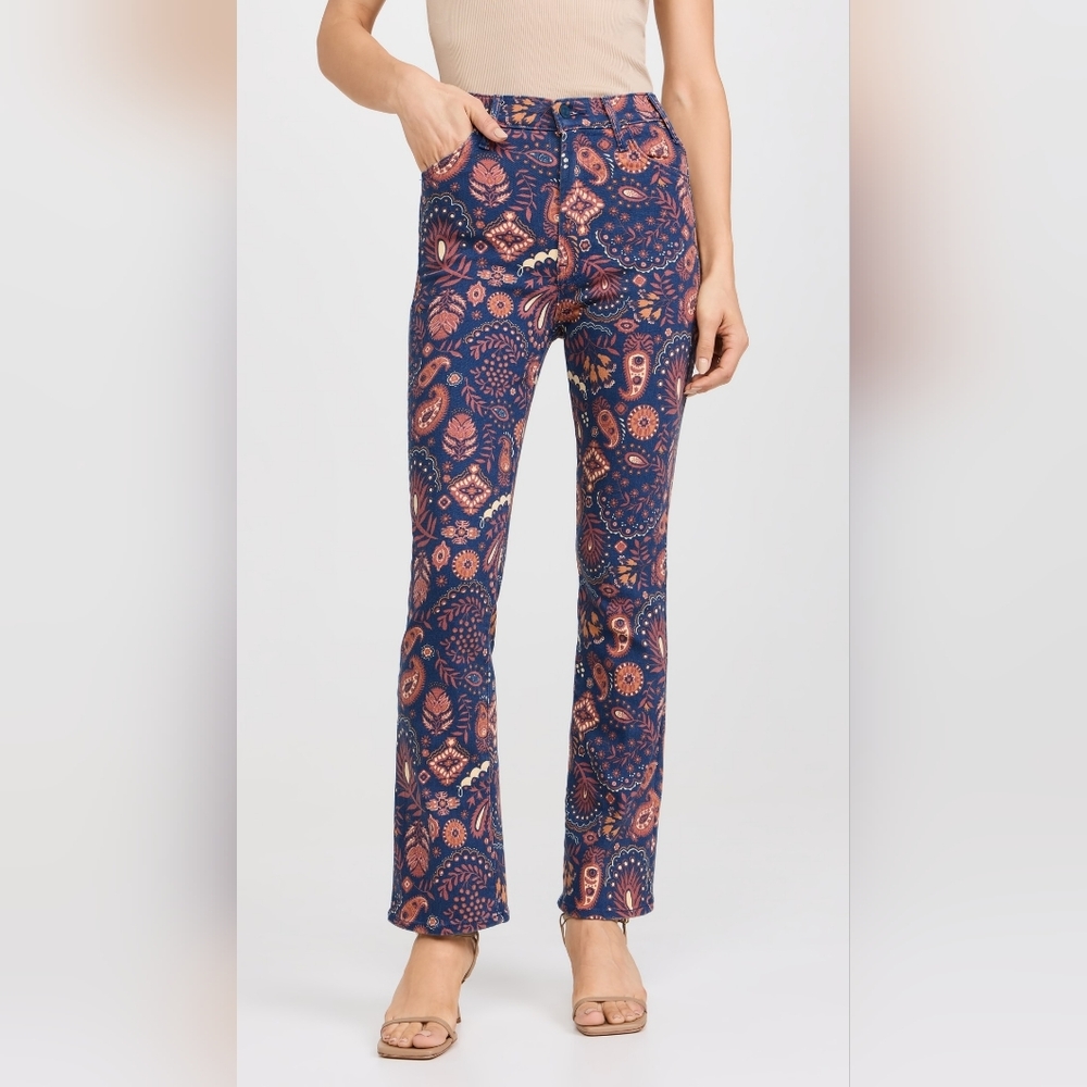 NWT MOTHER Hustler Flood Jeans in Henna Happiness Size 25 Paisley 70's Style - Picture 14 of 15